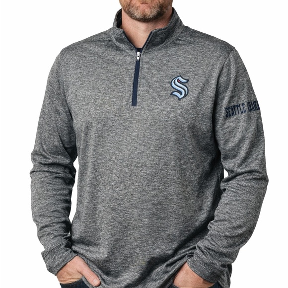 NHL Other - Seattle Kraken NHL 1/4 Zip Performance Shirt Mens 2XL Logo Gray side Stripes